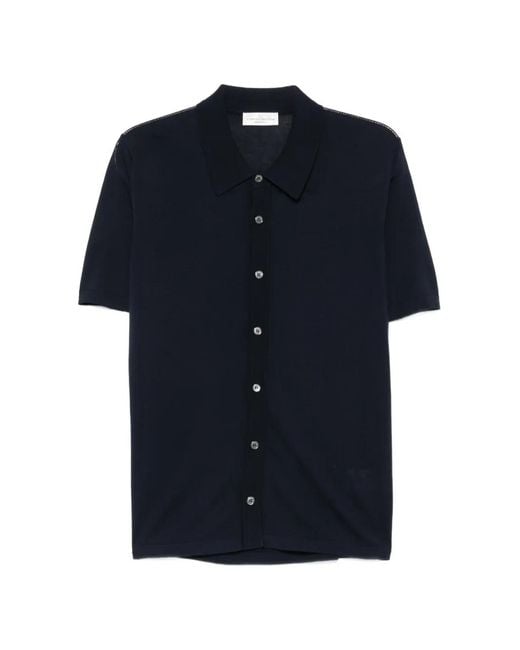 Roberto Collina Blue Short-Sleeve Button-Down Shirt for men