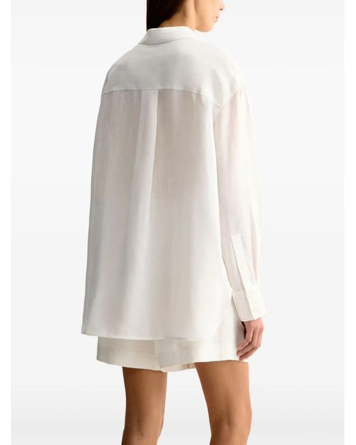 12 STOREEZ White Button-Up Linen Shirt