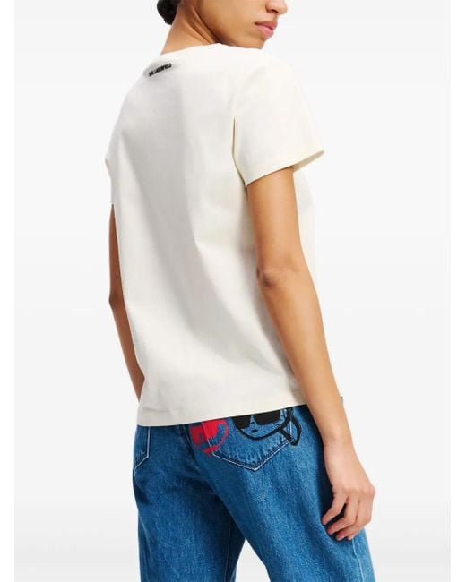 Karl Lagerfeld White Ikon Color-Pop T-Shirt