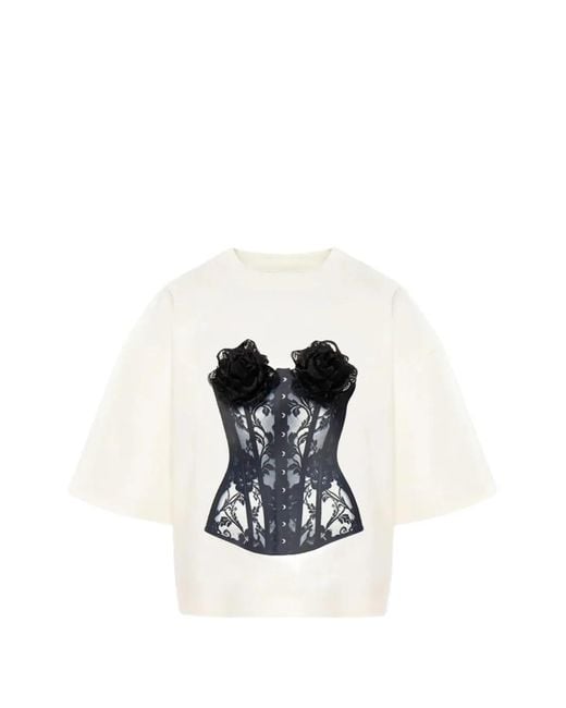 Hamza White Belle V2 Rose Lace T-Shirt