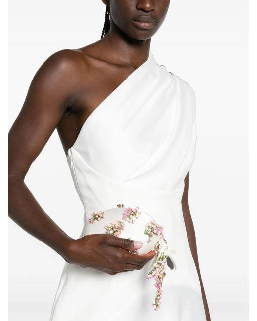 Solace London White One-Shoulder Draped Maxi Dress