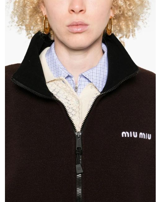Sweat En Polaire À Fermeture Zippée Miu Miu en coloris Black