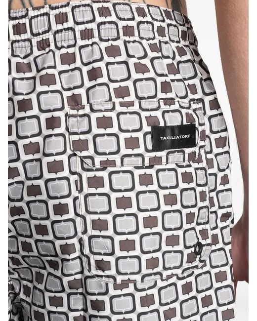 Tagliatore Black Short De Bain À Imprimé Géométrique for men