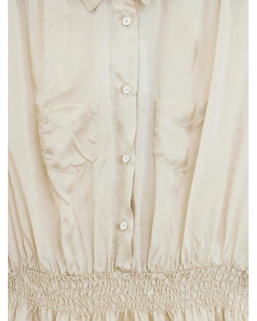 Aspesi White Patch-Pocket Shirred Mini Dress