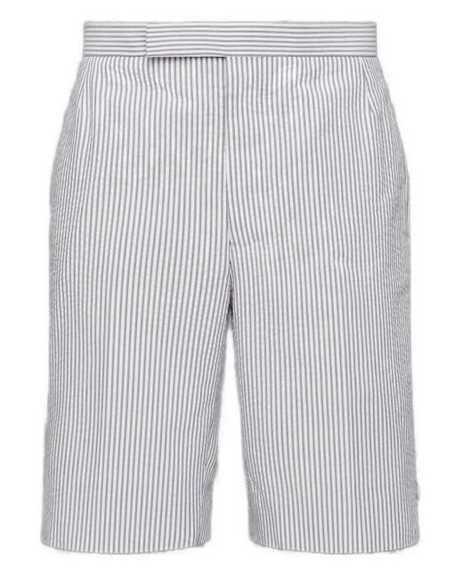 Thom Browne Blue Striped Seersucker Shorts for men