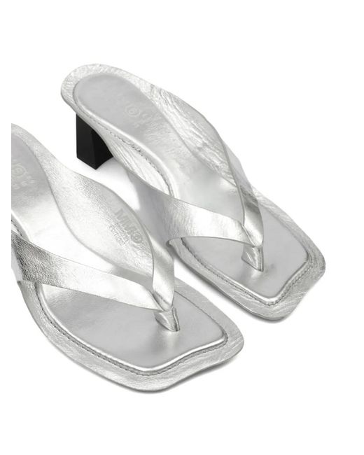 MM6 by Maison Margiela White Anatomic Leather Flip Flop Mules