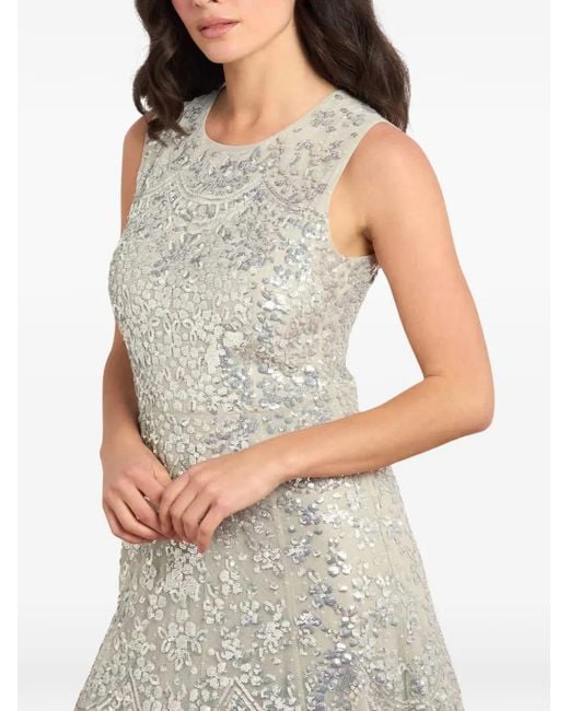Needle & Thread White Freya Sequin-Embellished Cape Gown