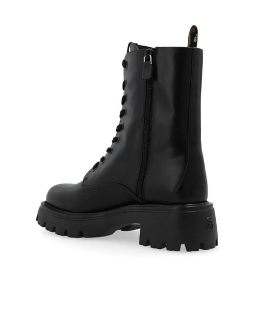 Stuart Weitzman Black Schnürstiefel aus Leder
