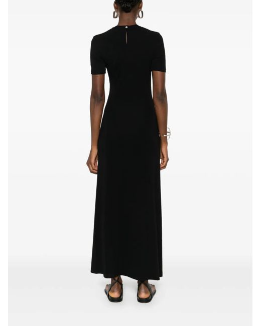 Rabanne Gedrapeerde Asymmetrische Maxi-Jurk in het Black