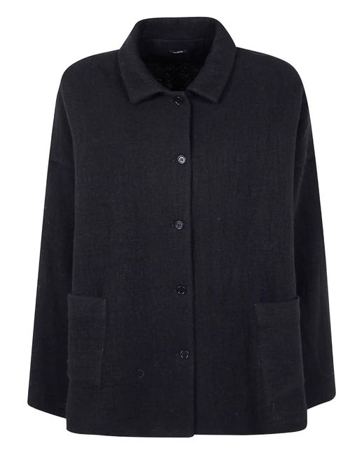 Apuntob Blue Patch-Pocket Button-Front Jacket