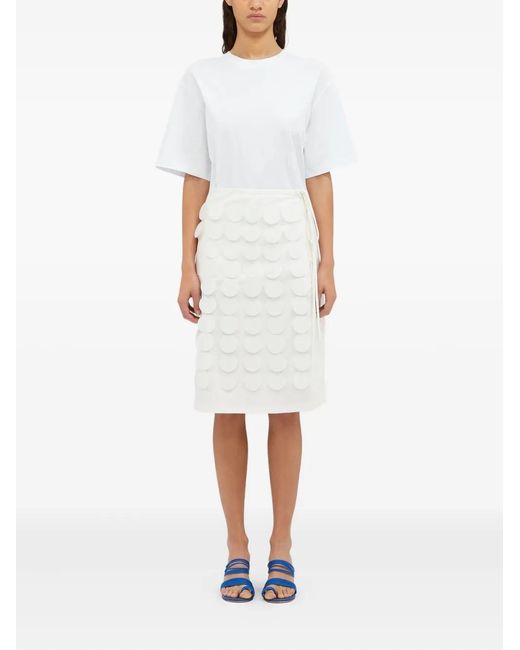 MSGM White Circle-Appliqué Wrap Mini Skirt