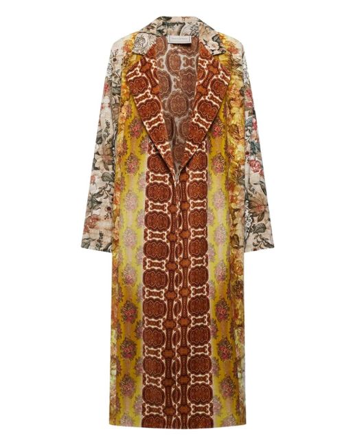 Pierre Louis Mascia Red Floral-Patterned Lapel Coat