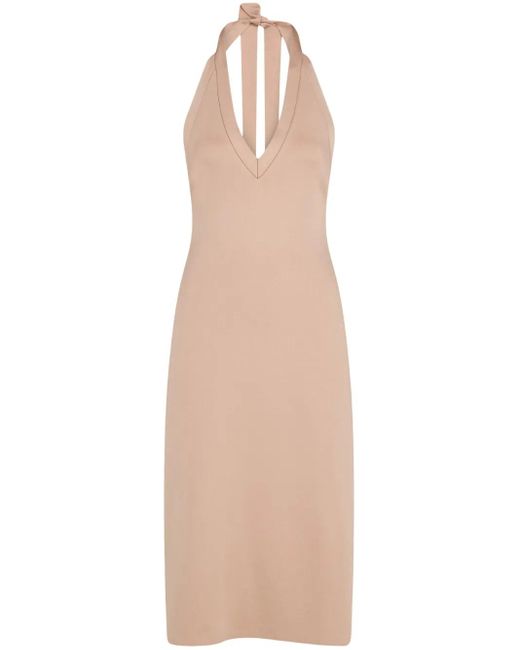 Ferragamo Natural Gestricktes Neckholder-Kleid