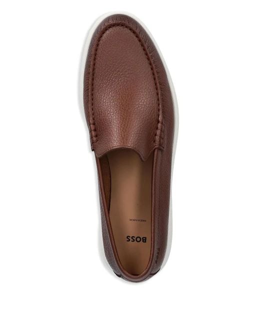 メンズ Boss レザーローファー Brown