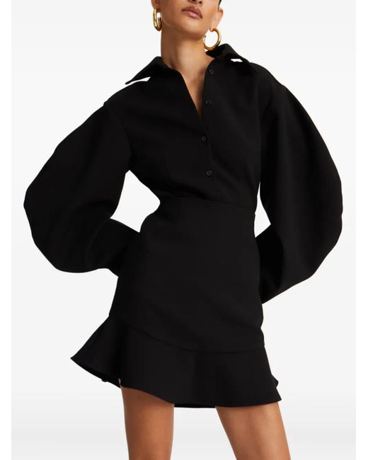 ROTATE BIRGER CHRISTENSEN Black Balloon-Sleeve Shirt