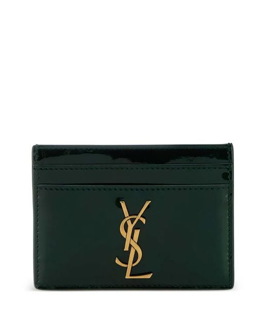 Saint Laurent Black Cassandre Patent-Leather Cardholder