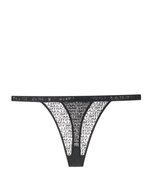Stella McCartney Gray Logo-Print String Thong