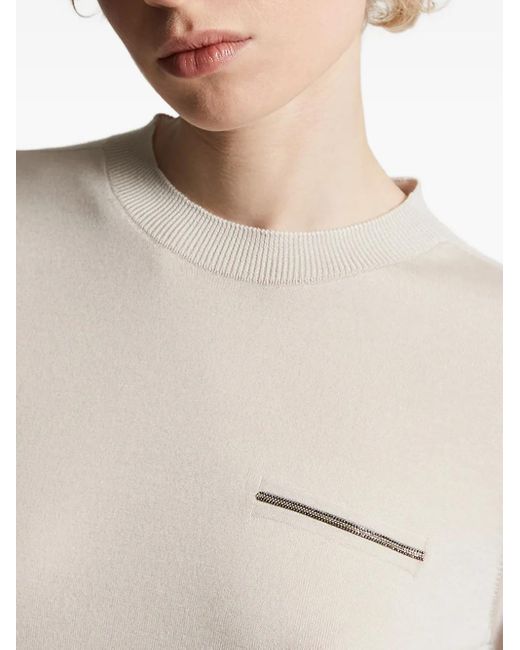 Peserico Blue Embellished Crew-Neck Sweater