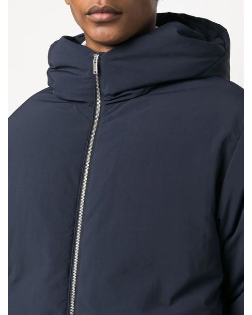Jil Sander Blue Hooded Padded Jacket for men