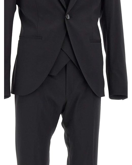 Corneliani Black Single-Breasted Suit for men