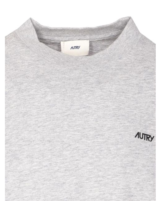 Autry White Crew-Neck Flower-Print T-Shirt for men