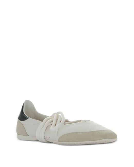 Patrizia Pepe Gray Leather Lace-Up Ballet Flats