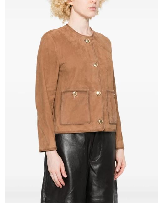 Arma Natural Suede Round-Neck Jacket