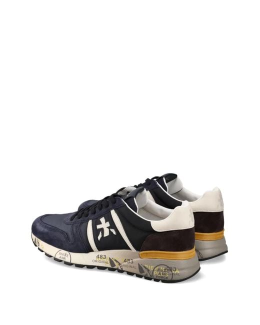 Premiata Blue Lander 7702 Suede-Panelled Lace-Up Sneakers for men