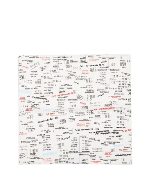 MM6 by Maison Margiela White Jacquard Print Square Scarf