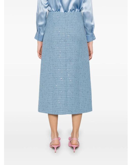 Maje Tweed Midi-Rok Met Pailletten in het Blue