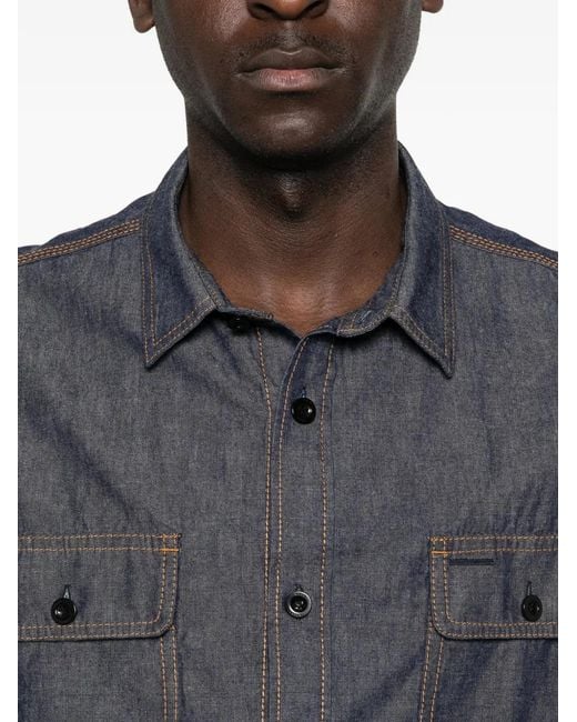 Sacai Blue Point-Collar Shirt for men