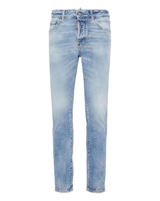 DSquared² Blue Light Denim Jeans With Whiskering Effect And Classic Five-Pocket Design for men