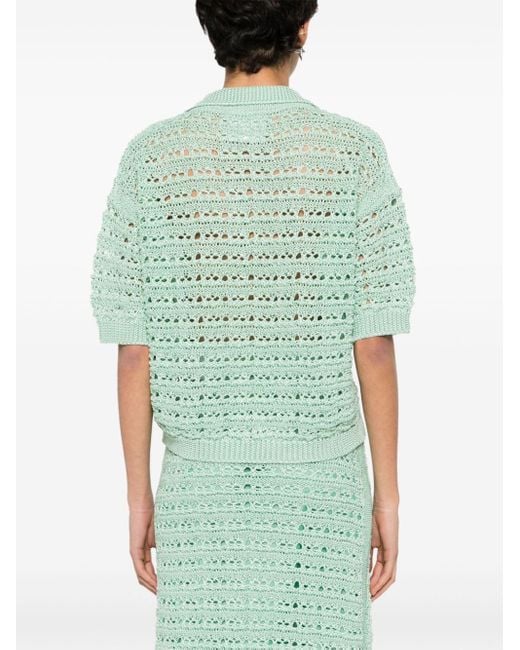 Erika Cavallini Semi Couture Green Semi-sheer Polo Shirt