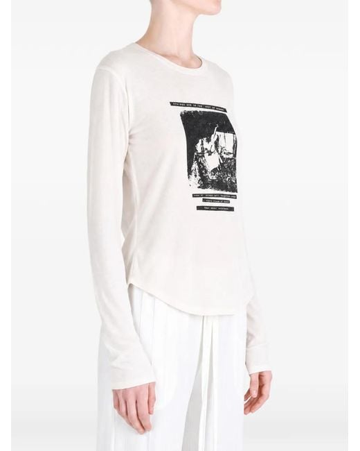 Ann Demeulemeester White Dot Graphic-Print Long-Sleeved T-Shirt