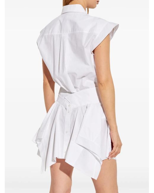 Alexander Wang White Button-Front Layered Shirt Dress