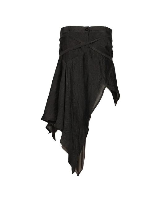 BOHEMSEO Black Draped Asymmetric Mini Dress