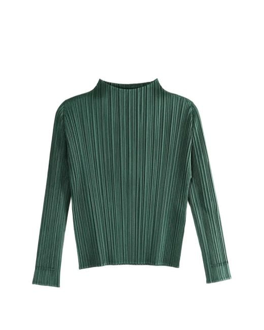 Pleats Please Issey Miyake Green Pleated Top