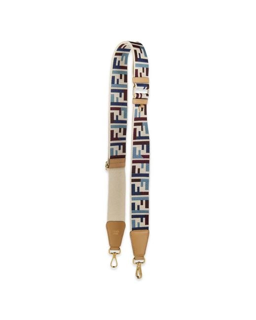 Fendi White Logo-Pattern Shoulder Strap