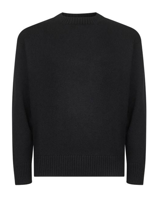 D4.0 Black Ribbed Crew Neck Sweater for men