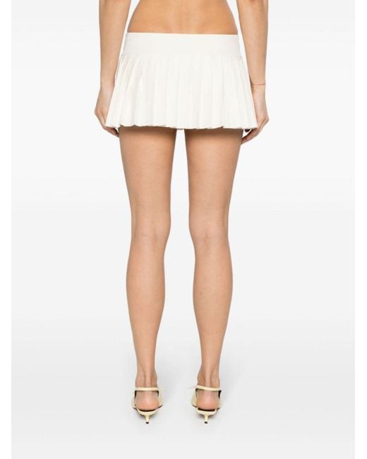 DSquared² White Logo-embroidered Pleated Mini Skirt