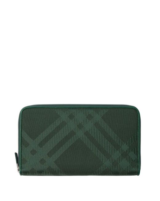 Burberry Green Checked Cotton-blend Wallet for men