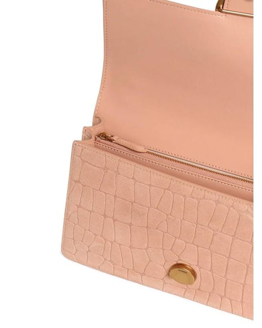 Pinko Pink Sac À Bandoulière À Effet Peau De Crocodile