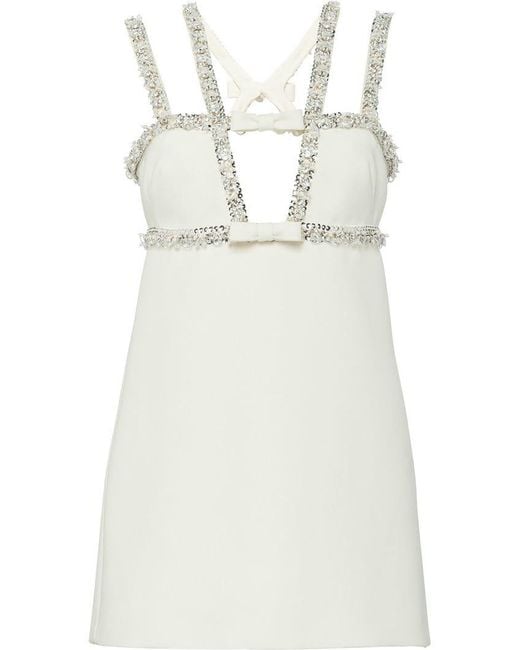 Miu Miu White Jewel-trim Mini Dress