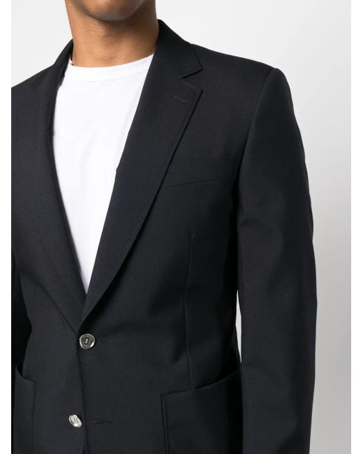 Fursac Blue Long-Sleeved Virgin Wool Blazer for men
