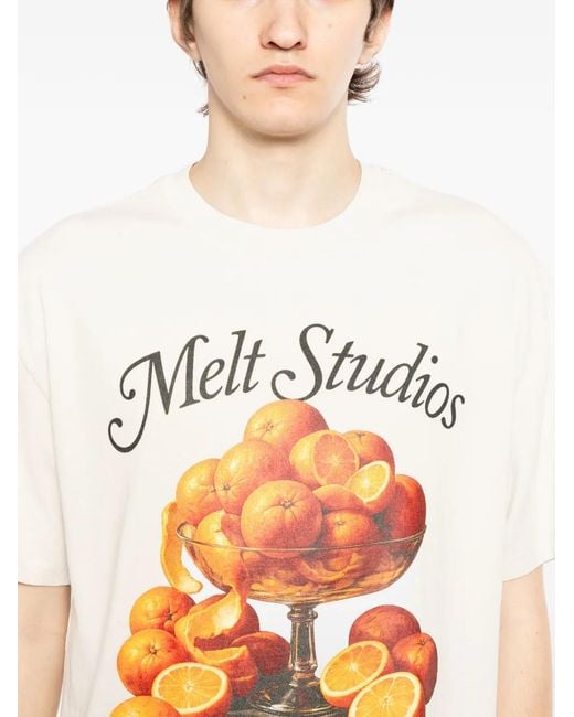 Melt White Graphic-Print T-Shirt for men