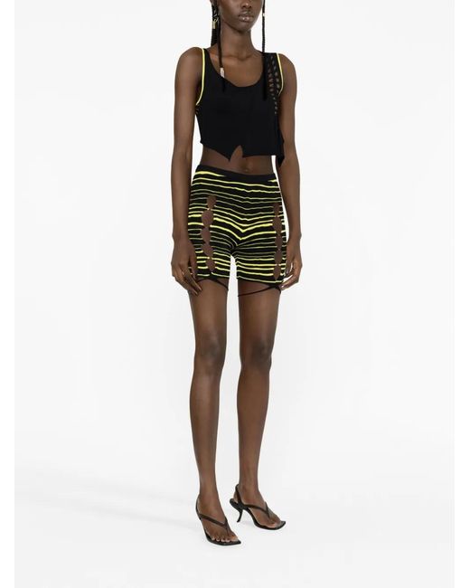 Rui Green Striped Cut-Out Shorts
