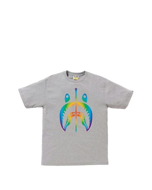 A Bathing Ape Gray Shark-Print T-Shirt for men