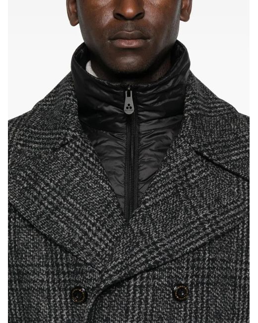 Cappotto Doppiopetto A Quadri di Peuterey in Black da Uomo