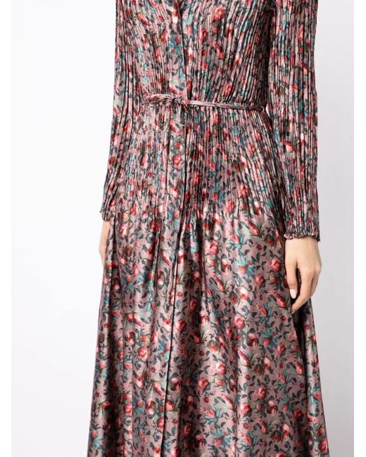 Vince Purple Berry Blooms Pleated Shirt Dress