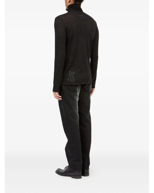 MM6 by Maison Margiela Black High Neck Tailored Knit Sweater for men